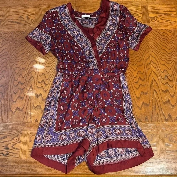 Sandro Paris Dilone Wrap-effect Printed Voile Short Romper Sz 38 or US 6